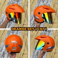 SPECIAL EDITION CAP COMBO SET HELMET LTD SPORT ORANGE LINE BLUE INCLUDE VISOR SIANG MALAM CRYSTAL CL