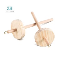 2Pc DIY Drop Spindle Top Whorl Yarn Spinner Hand Wooden  Wheel Wood Color Wood + Metal DIY Drop Spin
