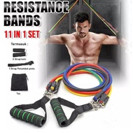 Resistance Bands 11 in 1 Set Tali Pembantu Fitness Gym Power Alat