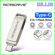 DRJJH 2 in 1 OTG TYPE-C to Lightning Flash Pen Drive 64GB 128GB 256G 512G Memory Stick USB 3.0 Flash Disk Type-C For Phone Notebook DSHER
