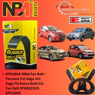 6PK1669 NBM Fan Belt - Persona Vvt Saga Vvt Saga Flx Exora Bold Iriz Fan Belt (PW812312) 6PK1669