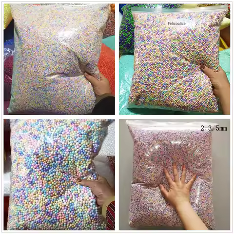12L Assorted Size Pastel Marcaron Polystyrene Styrofoam Filler Beads Balls For DIY Toys Slime Additi