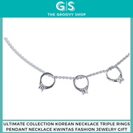 Ultimate Collection Korean Necklace Triple Rings Pendant Necklace Kwintas Fashion Jewelry Gift