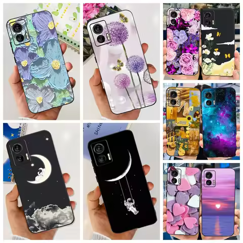 For Motorola Edge 30 Neo Case Cute Fashion Flower Astronaut Slim TPU Soft Black Cover For Moto Edge 
