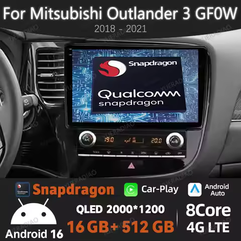 Android 16 Car Radio For Mitsubishi Outlander 3 GF0W 2018 - 2021 Qualcomm 2DIN GPS NAVI 4G WIFI Mult