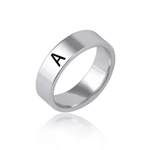 Fashion 26 English Initial Letter Ring Stainless Steel Engraved Name Rings For Women Birthday Gifts