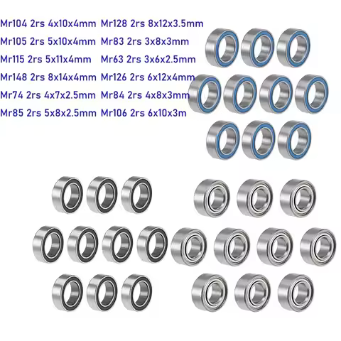 10Pcs Bearing MR63 MR74 MR83 MR84 MR85 MR105 MR106 MR115 MR126 MR128 MR148 -2RS Bule Or Black ZZ Min