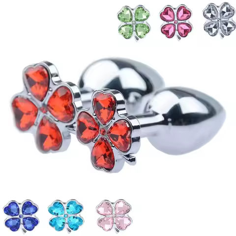 Anal Plug Prostate Massager Lucky Four Leaf Clover Gem Metal Stainless Steel Butt Plug Stimulator Ma