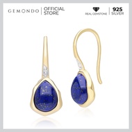 Gemondo ต่างหูเงิน 925 Sterling Silver ประดับลาพิส ลาซูลี (Lapis Lazuli) ทรงหยดน้ำ และโทแพซ (Topaz) 