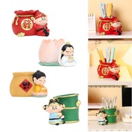 [tenlzsp0bc] Lucky God Figurine Pen Pencil Holder Creative Cartoon Statue Desktop Ornament for New Y