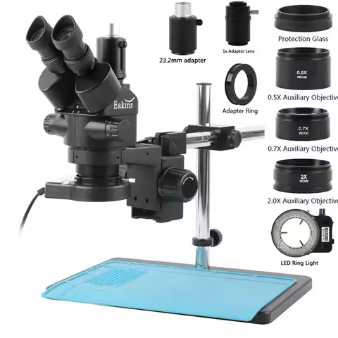 Eakins Zoom 3.5X-90X Zoom Simul-Focal Trinocular Focusing Adjustable Stereo Microscope Holder For Ph