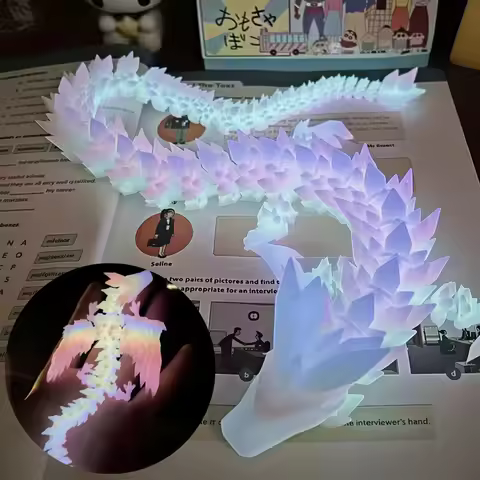 3D Printed Dragon Glow in The Dark Divine Dragon Statue Rotatable Articulated Wing Dragons Home Orna