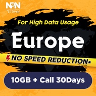 Europe SIM Card 10GB+Call 30Days | 4G LTE High speed Data SIM Card Europe UK SIM Card