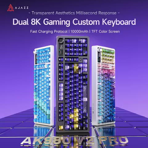 AJAZZ AK980V2 Pro 10000mAh Battery Dual 8K Polling Rate Tri-Mode Wired/Bluetooth/2.4G Gaming Keyboar