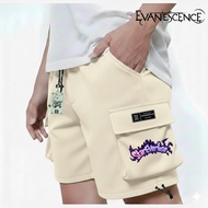 Premium Fleece Cargo Shorts Cream Color Star Everlose Motif Simple Cargo Shorts Distro Casual Cool G