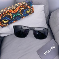 Men's polarized police sunglasses with anti-uv lenses, casual and sporty style, full set - Black, aj