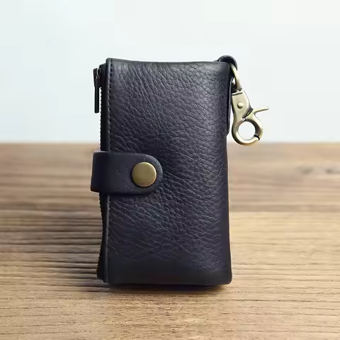 Genuine Leather Key Chain Wallet with Key Ring Cow Leather Wallet with Key Holder Men Wallet Key Cha
