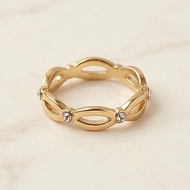 MONDAY ZOO | R001 Eternal Interwoven Bright Diamond Ring Korean Style Hollow Diamond Gold Ring Beaut