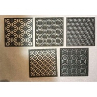 【Direct from Japan】Set of five Kumiko-style coasters (Hemp leaf, Golden Sesame, Cherry Blossom and T