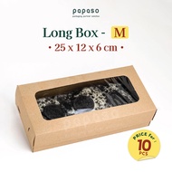 (isi 10pcs) Dus Dos Box Kotak Roti Kue Brownies 25x12x6cm Window Kraft Full Laminating 1 Sisi LBB-M-