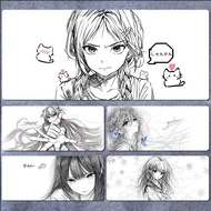 Kuroha不语欲语二次元线稿游戏电竞鼠标垫超大办公书桌电脑桌垫男3.14Kuroha Is Speechless yet Eager to Speak, a Large 2D Line Art Ga