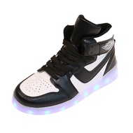 With lamp altman childrens shoes new winter male children shoes leather and wool warm antiskid light