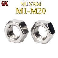 SUS304 Stainless Steel Hex Nuts M1 - M20 | Heavy Duty DIN934 Nuts for Industrial & Home Use (GX-RM-S
