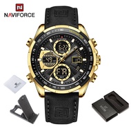 NAVIFORCE ผู้ชายนาฬิกาแบรนด์ยอดนิยมนาฬิกาลำลองจอแสดงผลคู่กันน้ำ Led เรืองแสงกีฬานาฬิกาสำหรับผู้ชาย N