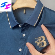 Hy Business Foreign Trade Summer New Men's Short-Sleeved T-shirt Embroidered Large Size Polo Shirt Young and Middle-Aged Trendy Solid Color Top Polo T Shirt Men