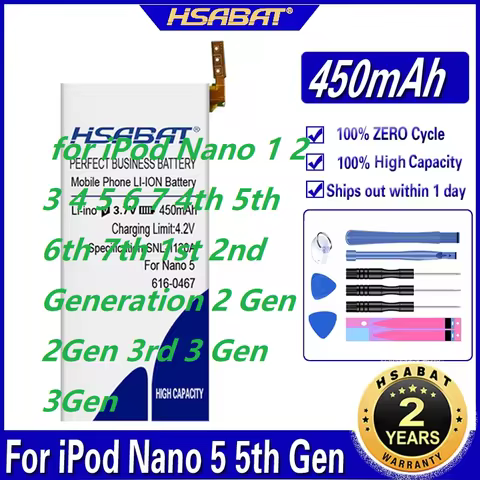 Battery for iPod Nano 1 2 3 4 5 6 7 4th 5th 6th 7th 1st 2nd Generation 2 Gen 2Gen 3rd 3 Gen 3Gen