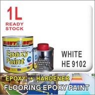 WHITE 9102 ( 1L ) HEAVY DUTY EPOXY FLOOR PAINT ( WATERPROOF COATIANG )  [ Include Hardener ] CAT LANTAI FLOORING