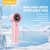 Orashare HF18พัดลมมือถือ ปรับระดับได้ 100 ระดับ พัดลมพกพา ไม่มีใบมีด ชาร์จใหม่ไดพร้อมจอแสดงผล LED 94