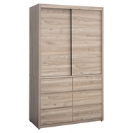 [特價]【IDEA】暖色木作滑門下六抽4尺衣櫃(收納櫃)深色
