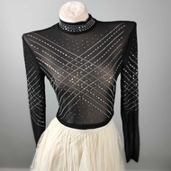 A2 Sheer Mesh Top Diamond Line Pattern DT-389
