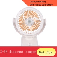YQ8  Mini Portable Electric Fan USB Rechargeable Camping Ceiling Clip Fan With LED Table Lamp Air Cooling Ventilad