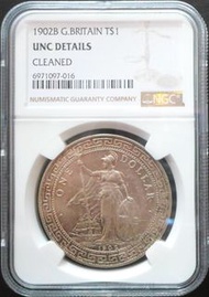 英國 香港 站洋 港光貿易銀圓 $1 - 1902 (NGC 評級 UNC) 老銀幣