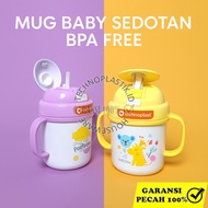 UNGU TECHNOPLAST Cats Is In The Air Mug Handle 310ml Baby Mug Straw Fancy Baby Mug 310ml - PURPLE 31