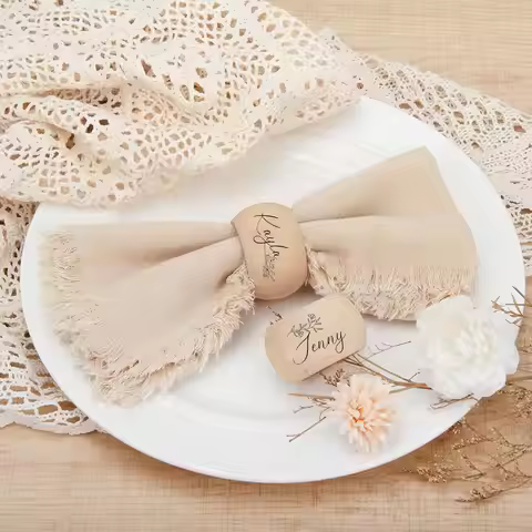 Personalised Wooden Napkin Rings Engraved Table Decor Weddings Events Accessories Custom Table Decor