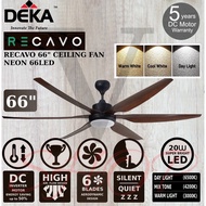 DEKA RECAVO 66" DC MOTOR CEILING FAN WITH REMOTE CONTROL 3 COLOR LED LIGHT(6+6SPEED) NEON 66 LED
