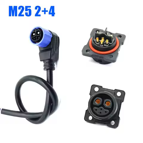 M25 2+4 Battery Connector E-blike Electric Lithium Battery Charging Plug Bike Sharing Male With 50cm