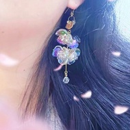 彩虹花朵耳針 虹 水晶 捷克玻璃