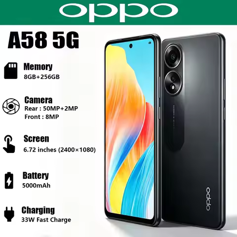New OPPO A58 5G 6.72" Big Screen Cellphone 5000mAh Battery 33W Charger 50MP AI Camera Global Version