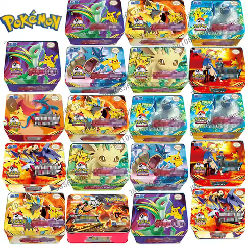 **2026 NEW 42pcs/set Iron Metal Box Pokemon TAKARA TOMY Battle Toys Lost Origin Pokemons Box with Pi