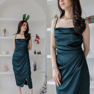 Ethereal Satin Midi Dress Christmas Dress - Caroline Dress Satin DRS B010 By Dress 4 you