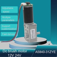 12V 24V High Torque DC Motor with Encoder Low RPM Worm Gear Reducer Right Angle Gearbox for DIY Robo