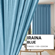 Iraina - Langsir 80% Blackout 3D Amboss Corak Warna Biru Ready Stock Siap Jahit Hook/Ring Tirai