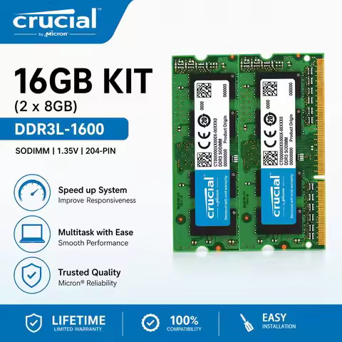 Crucial Memory 2PCS DDR3 DDR3 DDR3L Laptop RAM 2GB 4GB 8GB 1600 1066 1333 1866MHz SODIMM 1.35V/1.5V 