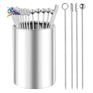 4.3inch Metal Cocktail Picks 20Pack+Holder Kit,304 Stainless Steel Cocktail Toothpicks, Reusable Coc