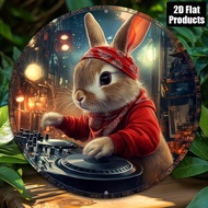 HELLOYOUNG Rabbit DJ Wall Art Vintage Metal Tin Sign Home Decor