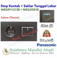 Stop Kontak Panasonic Hitam + Saklar Tunggal Nyala Iluminasi